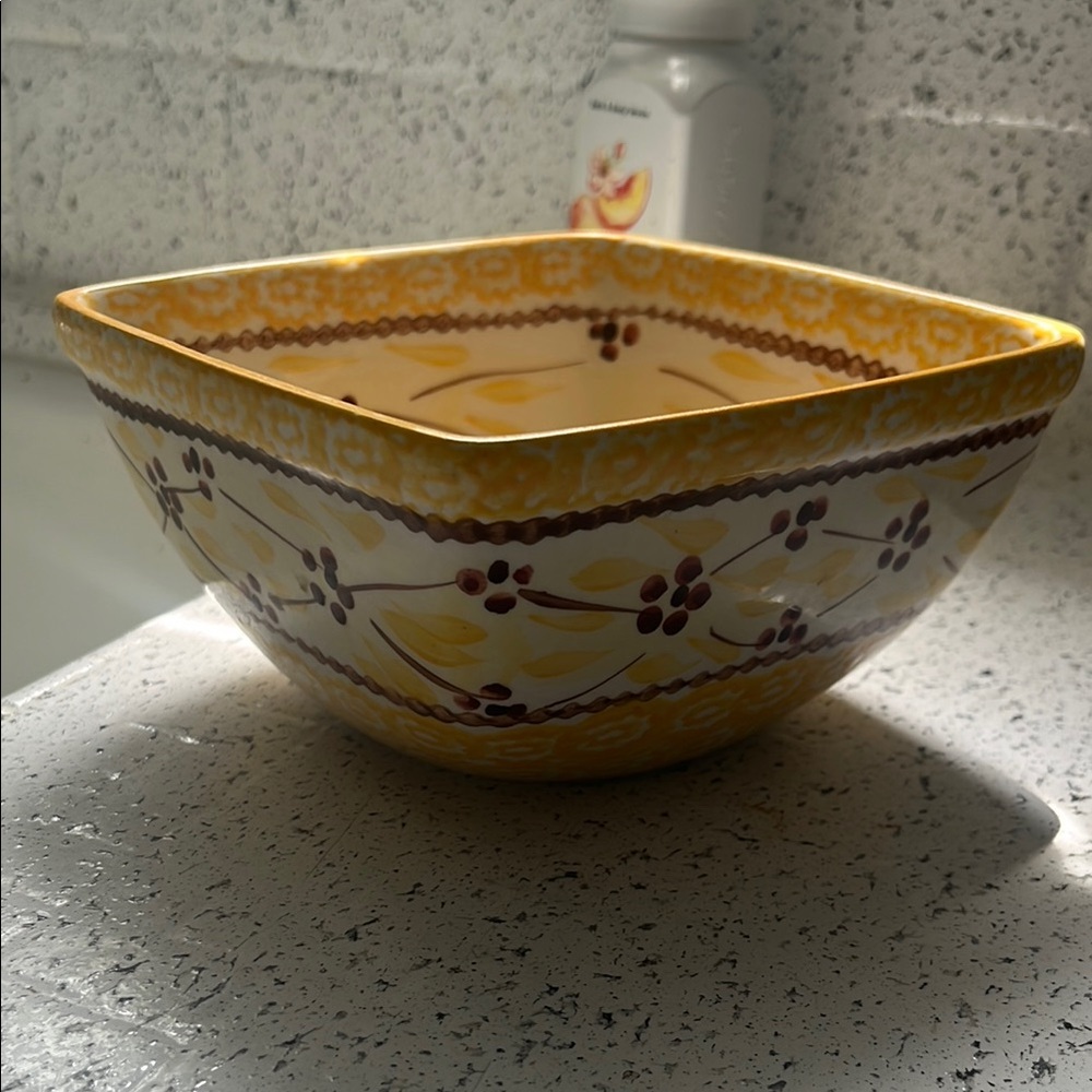 Yellow and Brown Patterned Ceramic Bowl temp-tations smaller size bowl